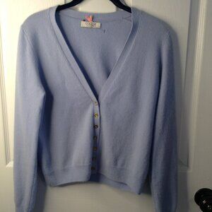 Cocoa "S" 100% Cashmere; London V-Neck Cardigan Quiet Lux Ivy League Old money